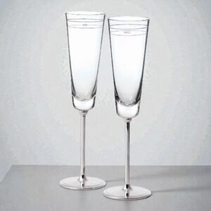 Kate Spade Darling Point Mr. & Mrs. Silver Champagne Flutes